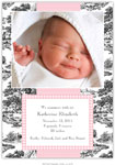 Boatman Geller - Toile Black with Pink Check Photo Birth Announcements