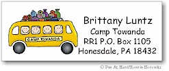 Pen At Hand Stick Figures - Address Label (Camp Bus)
