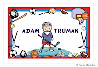 Pen At Hand Stick Figures - Laminated Placemats (Sports Border)