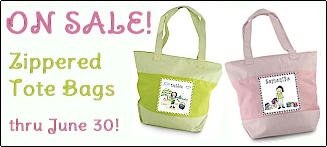 ON SALE: Green Zippered Totes by Pen At Hand Stick Figures
