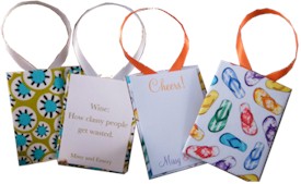 Fabric-backed wine tags by HB Designs