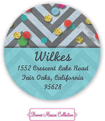 Bonnie Marcus Personalized Return Address Labels - Peace & Joy Confetti