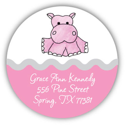 Address Labels by Kelly Hughes Designs (Pink Hippo)