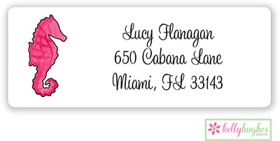 Address Labels by Kelly Hughes Designs (Seahorse In Pink)