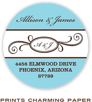 Prints Charming Address Labels - Aqua Blue Vintage