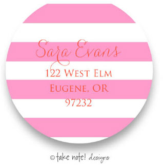 Take Note Designs - Address Labels (Pink Happy Stripes)