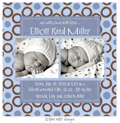 Take Note Designs Digital Photo Birth Announcements - Elliott Reed Circles and Dots