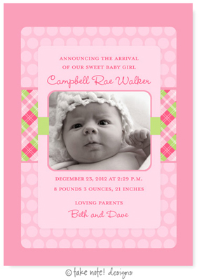 Take Note Designs Digital Photo Birth Announcements - Campbell Rae