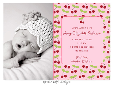 Take Note Designs Digital Photo Birth Announcements - Amy Elizabeth