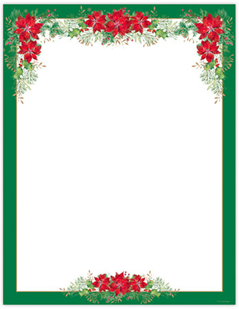 Imprintable 8 1/2" x 11" Blank Stock - Poinsettia Valance Letterhead by Great Papers