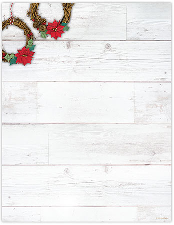 Imprintable 8 1/2" x 11" Blank Stock - Wreaths On Wood Letterhead by Great Papers