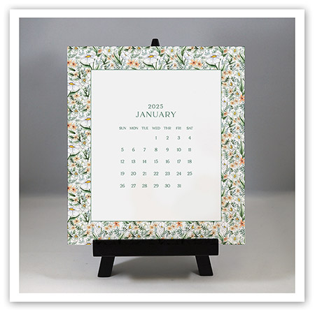 Flower & Vine - Watercolor Floral 2025 Desk Calendar & Easel