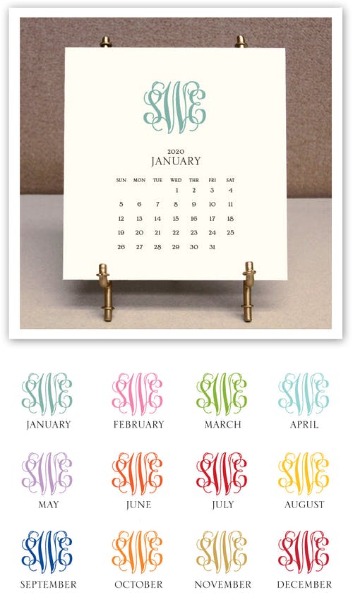 Stacy Claire Boyd Monogrammed Desk Calendar & Easel 2020 More Than Paper