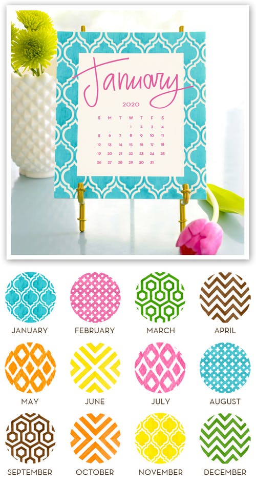 Stacy Claire Boyd Painted Pattern Desk Calendar Easel 2020