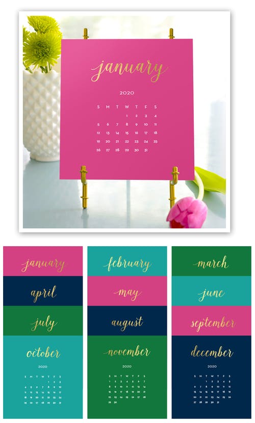 Stacy Claire Boyd Bright Colors Foil Pressed Desk Calendar