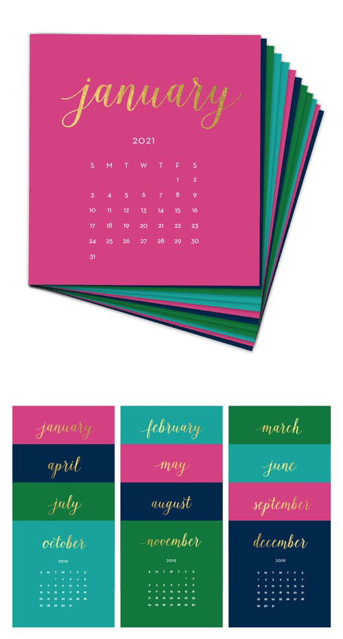 Stacy Claire Boyd - Bright Colors Foil Pressed Desk Calendar & Easel