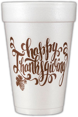 Happy Thanksgiving (Brown) Foam Cups