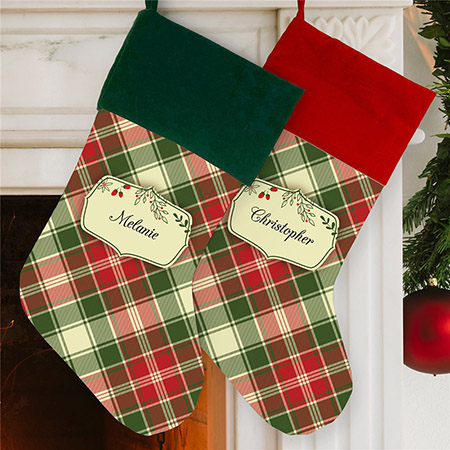 Personalized Christmas Plaid Stocking