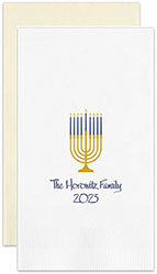 Hanukkah Menorah Personalized Flat Printed Guest Towels by Embossed Graphics