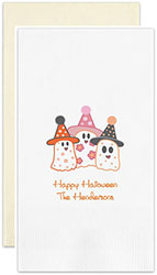 Happy Halloween Ghosts Personalized Flat Printed Guest Towels by Embossed Graphics