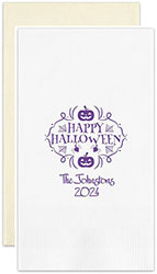 Happy Halloween Pumpkins Personalized Flat Printed Guest Towels by Embossed Graphics