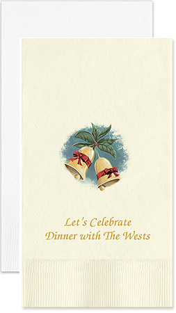 Holiday Bells Personalized Flat Printed Guest Towels by Embossed Graphics