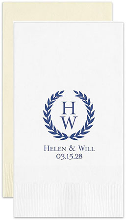 Wreath Personalized Flat Printed Guest Towels by Embossed Graphics