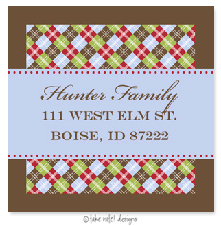 Take Note Designs - Address Labels (Festive Argyle Wrap - Holiday)