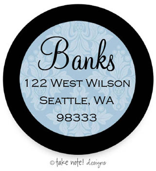 Take Note Designs - Address Labels (Ice Damask Circle - Holiday)