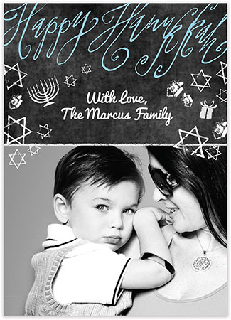 Digital Hanukkah Photo Cards by Bonnie Marcus (Hanukkah Chalkboard)