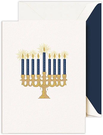 Boxed Hanukkah Greeting Cards by Crane & Co. (Engraved Lights on Hanukkah)