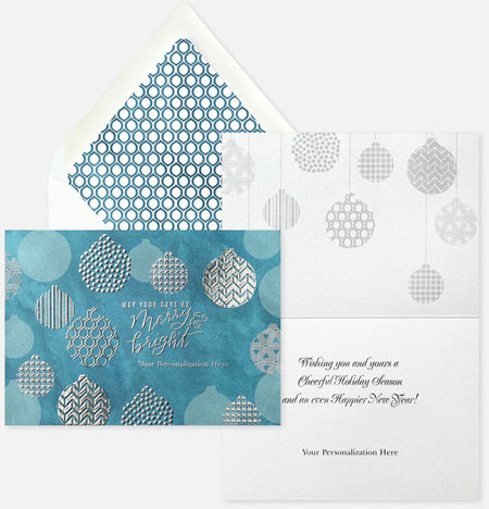 Holiday Greeting Cards by Carlson Craft - Geometric Ornaments