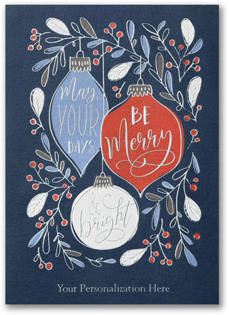 Holiday Greeting Cards by Carlson Craft - Merry Ornaments with Foil