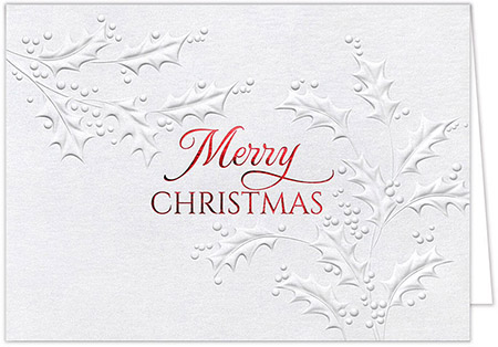 Holiday Greeting Cards by Carlson Craft - Subtle Holly with Foil