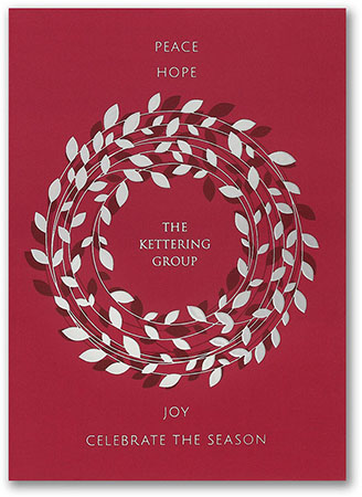 Holiday Greeting Cards by Carlson Craft - Lustrous Wreath with Foil