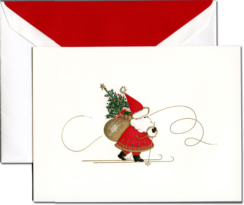 Crane Holiday Greeting Cards Skiiing Santa More Than Paper