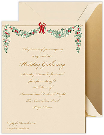 Holiday Invitations by Crane & Co. - Classic Garland