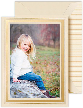 Holiday Digital Photo Cards by Crane & Co. - Gold Beaded Border