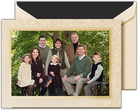 Holiday Photo Mount Cards by Crane & Co. - Golden Swirls