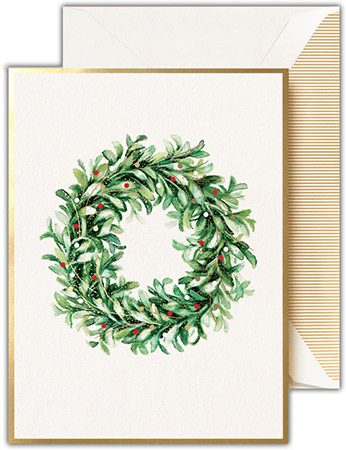 Holiday Greeting Cards by Crane & Co. - Mistletoe Wreath