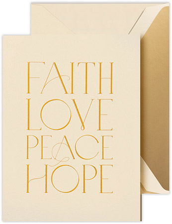 Holiday Greeting Cards by Crane & Co. - Faith Love Peace Hope