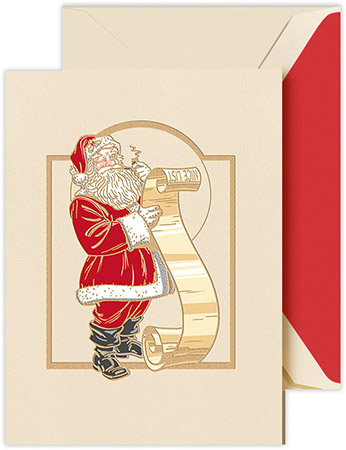 Holiday Greeting Cards by Crane & Co. - Vintage Santa With List