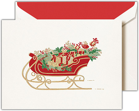 Holiday Greeting Cards by Crane & Co. - Engraved Santa's Sleigh