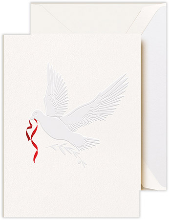 Holiday Greeting Cards by Crane & Co. - Blind Embossed Peace on Earth Dove