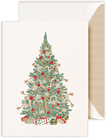 Holiday Greeting Cards by Crane & Co. - Gold Tassel-Trimmed Tree