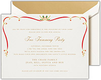 Holiday Invitations by Crane & Co. - Red Ribbon And Holly