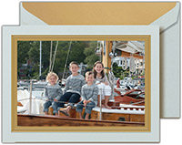 Holiday Photo Mount Cards by Crane & Co. - Seaside Gold Border