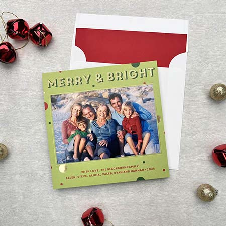 Holiday Photo Mount Cards by Designers' Fine Press (Merry Dots with Foil)