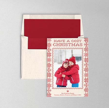 Letterpress Holiday Photo Mount Cards by Designers' Fine Press (Cozy Holiday Card)