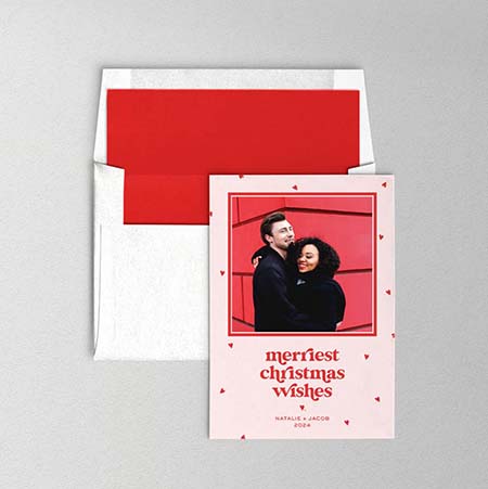 Letterpress Holiday Photo Mount Cards by Designers' Fine Press (Merry Hearts)